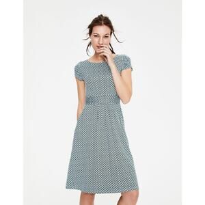 Boden Amelia Knee Length Sheath Dress Blue Geometric Jersey Knit 6